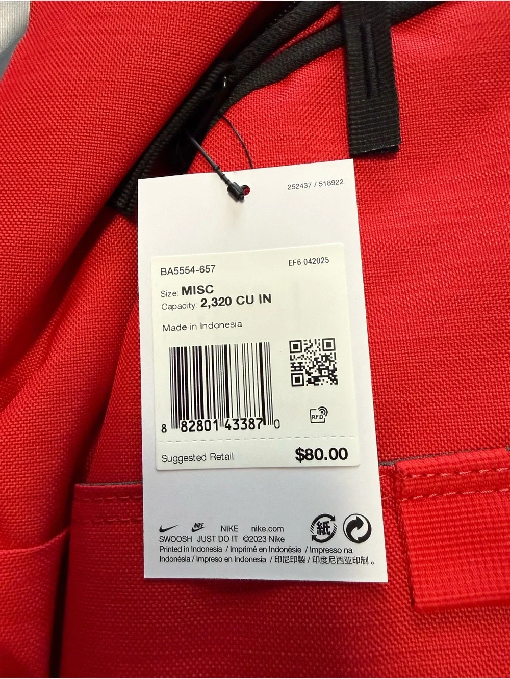 Nike Hoops Elite Pro Backpack Game Red Black Silver Basketball BA5554-657 38L